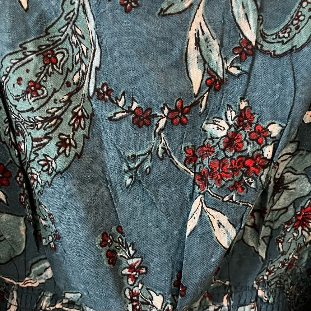 NWT B.O.G. Collective Sybille Teal Floral Crossover Crop Top Boho small - Picture 13 of 15